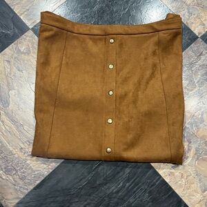 Retrology Faux Suede A-Line Skirt Midi Stretch Pull On w/ Faux Snaps Size 2X